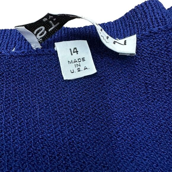 ST. JOHN Size 14 Royal Blue Made In USA Rhinestone Trimmed Knit Jumpsuit Pockets - Picture 9 of 16